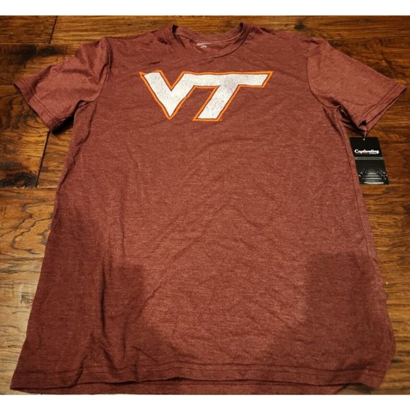 Captivating VT Virginia Tech Vintage Maroon T-shirt (NEWT) Large - Picture 1 of 5